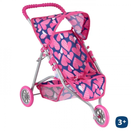 Carro Muñecas 3 Ruedas Corazones