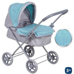 Carro Capota Muñecas Azul 60cm