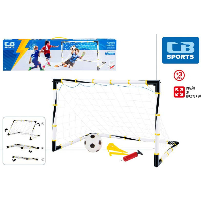 CB Sports - Set Portería Futbol Plegable 100 x 70 x 70 cm C/Balon