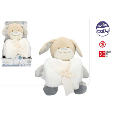Genial Baby - Peluche Perrito Manta Bebe 25cm