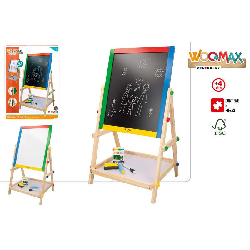 Woomax - Pizarra de Madera 2 en 1 37.5 x 65 cm C/ACC
