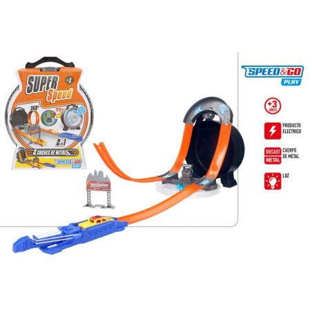 Speed&Go - Lanzador Vehículos Metal c/Circuito 2 en 1