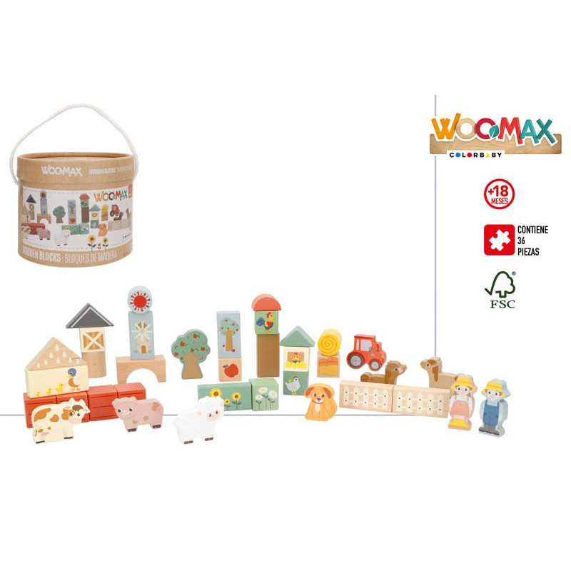 Woomax Zookabee - Set 36 Bloques Madera