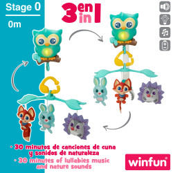 Winfun- Móvil Cuna Bosque 3 en 1