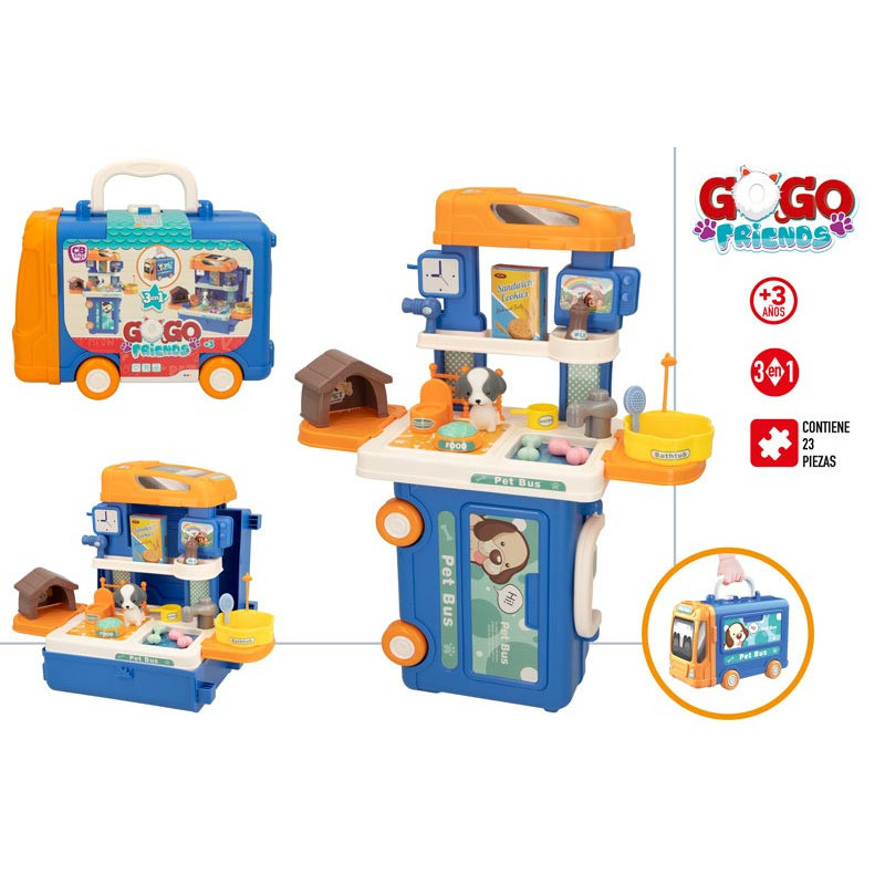 Gogo Friends-Set Cuidados Mascotas Autobus