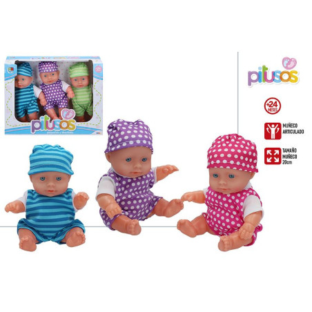 Pitusos- Set 3 Bebes 20 cm