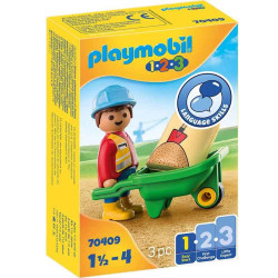 Playmobil 1.2.3- Trabajador Con Carretilla