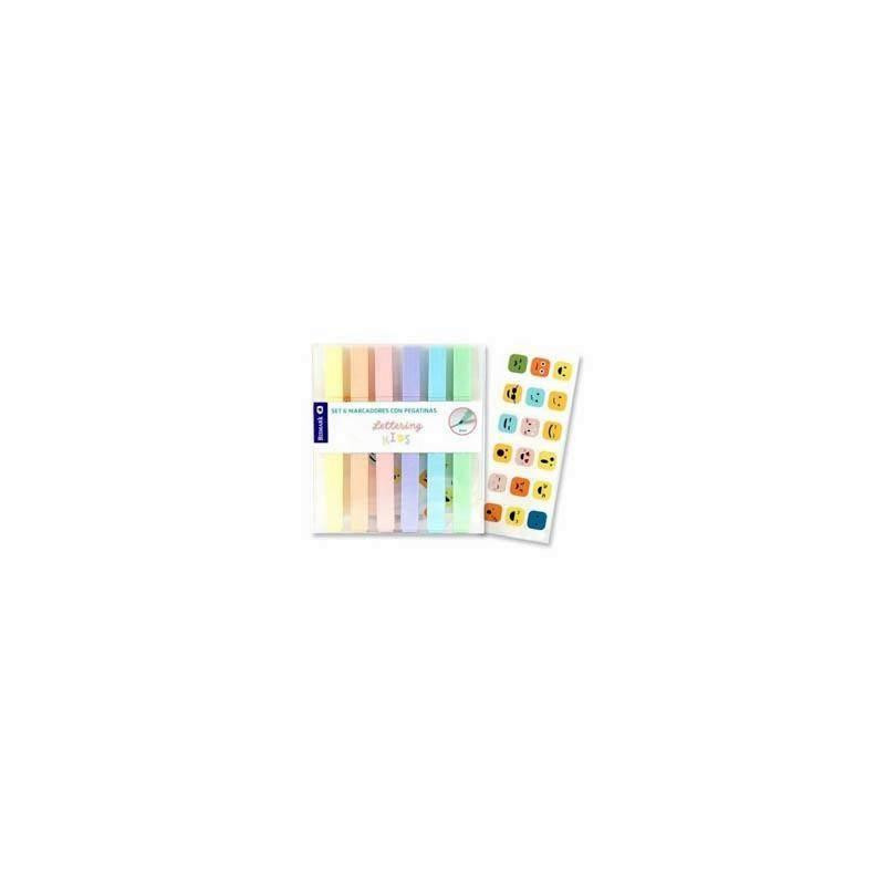 Set 6 marcadores con pegatinas infantil lettering