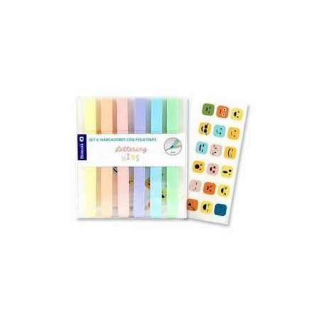 Set 6 marcadores con pegatinas infantil lettering