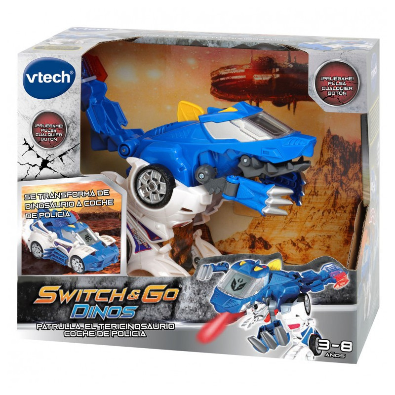 Switch & Go Dinos Patrulla el tericinosaurio coche policía