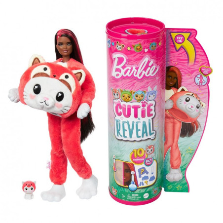 Muñeca Barbie Cutie Reveal Disfraces Panda Rojo - Gatito