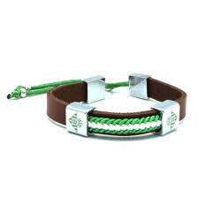 Pulsera Piel Trenza Marron Betis