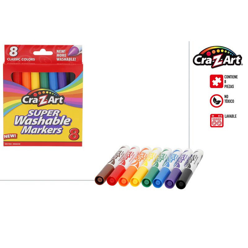 CRA-Z-ART - Rotuladores de Colores Lavables Pack 8