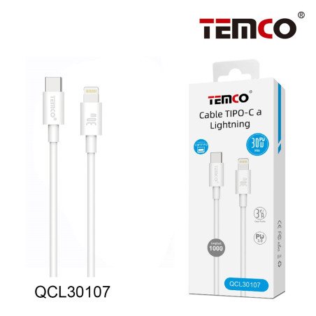 Cable Tipo C a Lightning 3A 1M PD30W