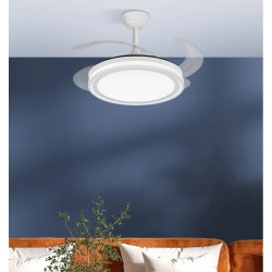 Ventilador Dc Bandido 59w Blanco 4aspas 107d 5900lm 3500-4000-6500k Remoto Y Temporizador