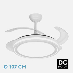 Ventilador Dc Bandido 59w Blanco 4aspas 107d 5900lm 3500-4000-6500k Remoto Y Temporizador