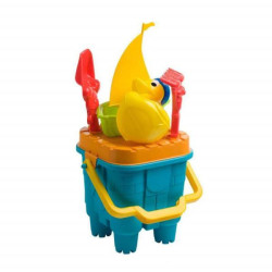 Cubo de playa castillo con patito y accesorios 20cm