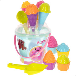 Cubo de Playa  18 Cm Sweet Time Con Accesorios 20 Piezas