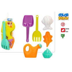 Set Pala+Rastrillo 27cm +3 Moldes+Regadera