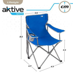 Silla Plegable Camping Con Posavasos Azul Aktive