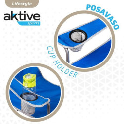 Silla Plegable Camping Con Posavasos Azul Aktive