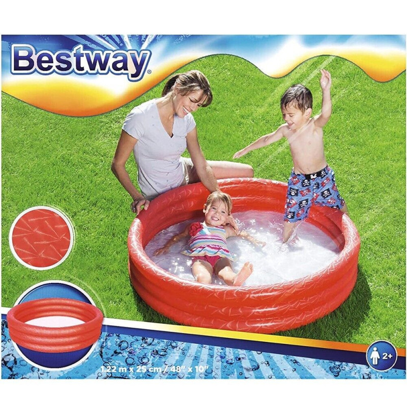 Bestway- Piscina Hinchable 122 x 25 cm con 3 aros