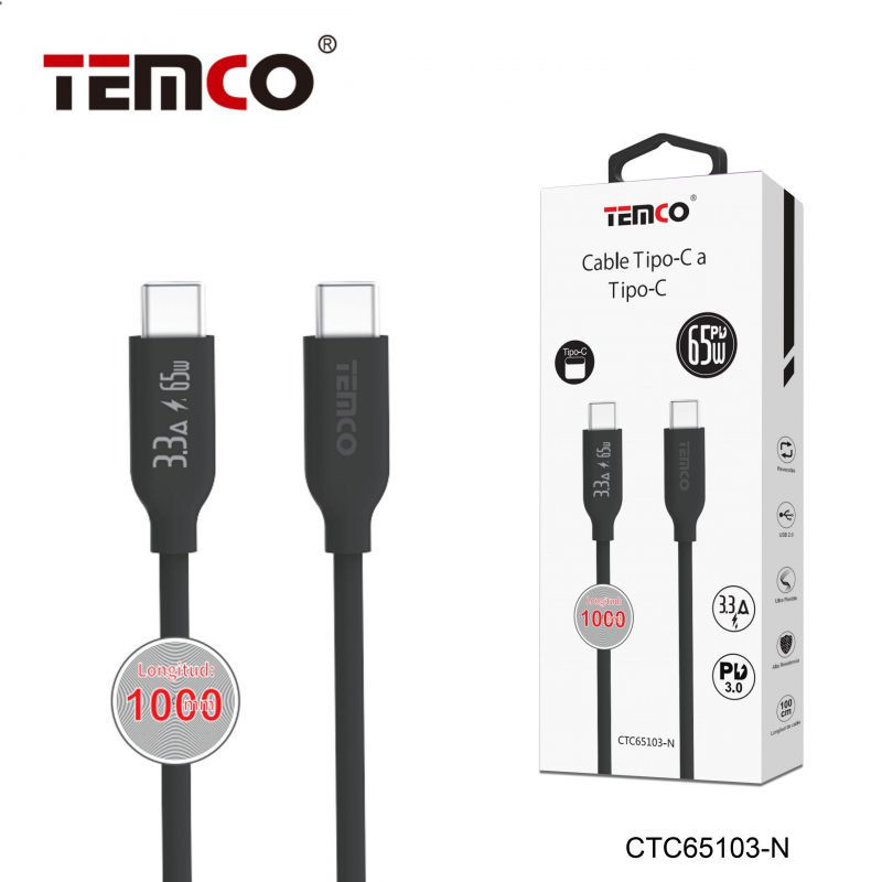 Cable Tipo C a Tipo C 65W 1 metro
