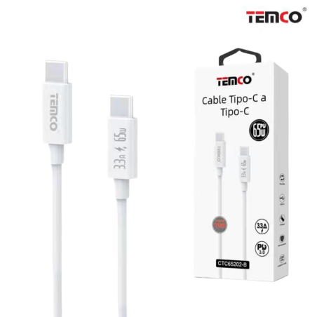 Cable Tipo C a Tipo C 65W blanco 1 metro