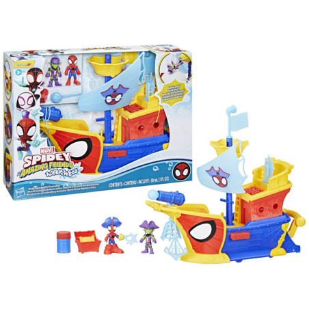 Spidey and his Amazing Friends Waterwebs Barco Pirata con Telarañas y Burbujas
