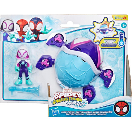 Spidey and His Amazing Friends Water Webs Set Vehículo y Figura Tortuga Fantasma