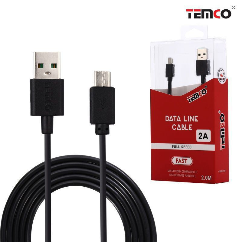 TEMCO Cable Micro USB 2A Negro