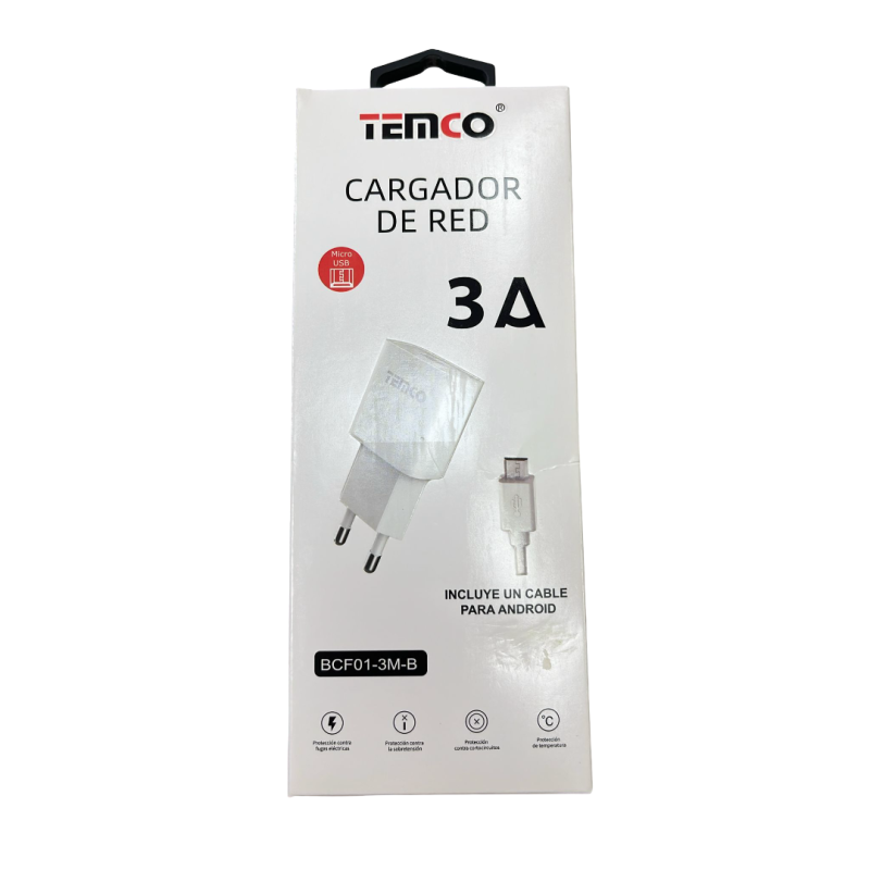 TEMCO Cabeza + Cable Micro USB 3A
