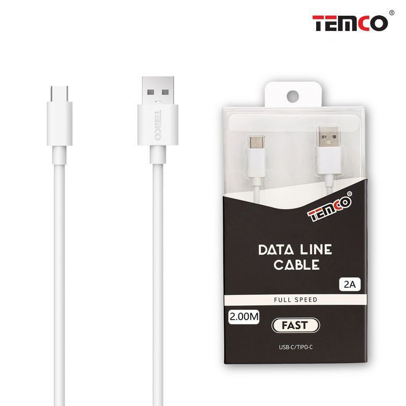 TEMCO Cable 2A 2m Tipo C Blanco