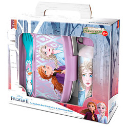 Set Fiambrera Cubiertos Frozen con Botella