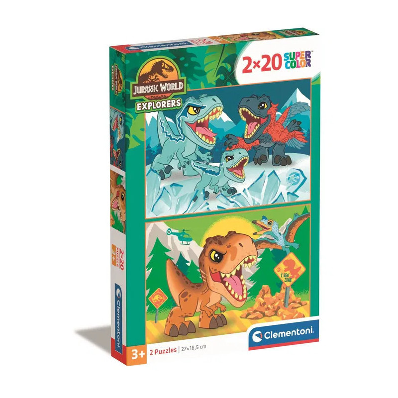 Clementoni - Puzzle 2x20 piezas Jurassic World