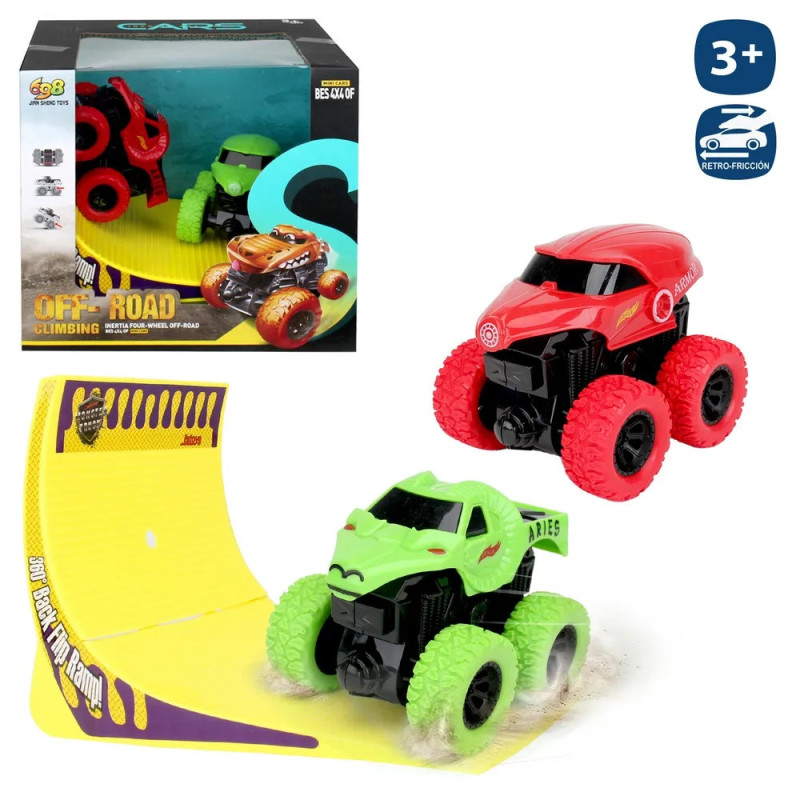 Set 2 Coches Megafricción con Rampa