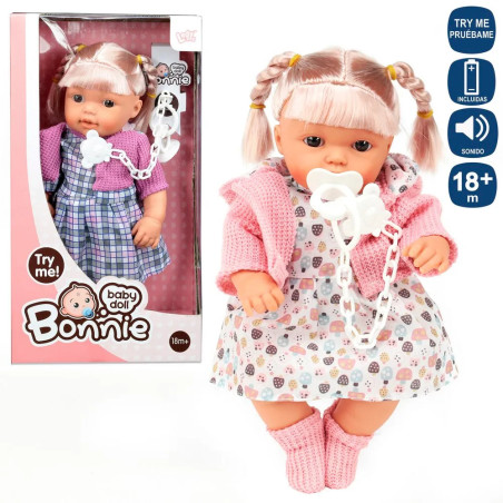 Muñeca Rebeca 12 Sonidos Traje De Punto 2 Mod 30 Cm