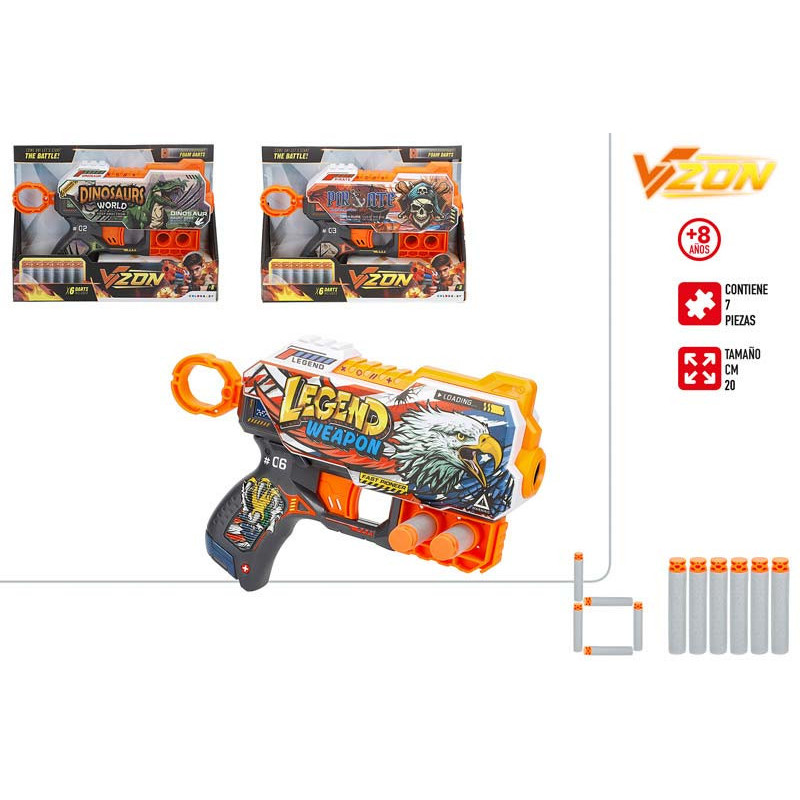 V-Zone Pistola Dardos Skin con 6 dardos 20 cm