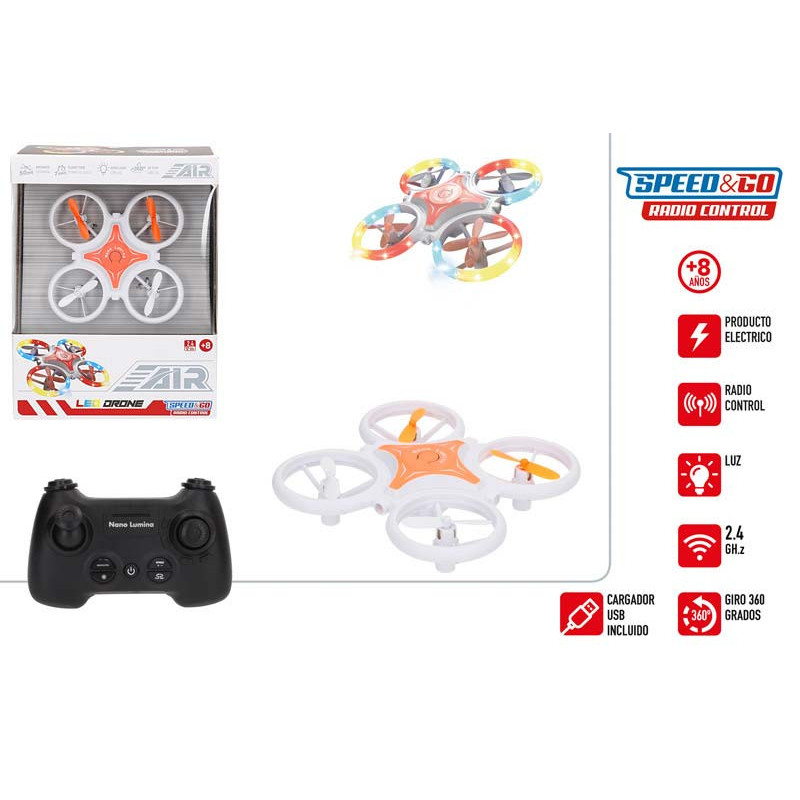 Speed&Go - Air Drone RC 12 cm Luces LED 2.4 GHZ
