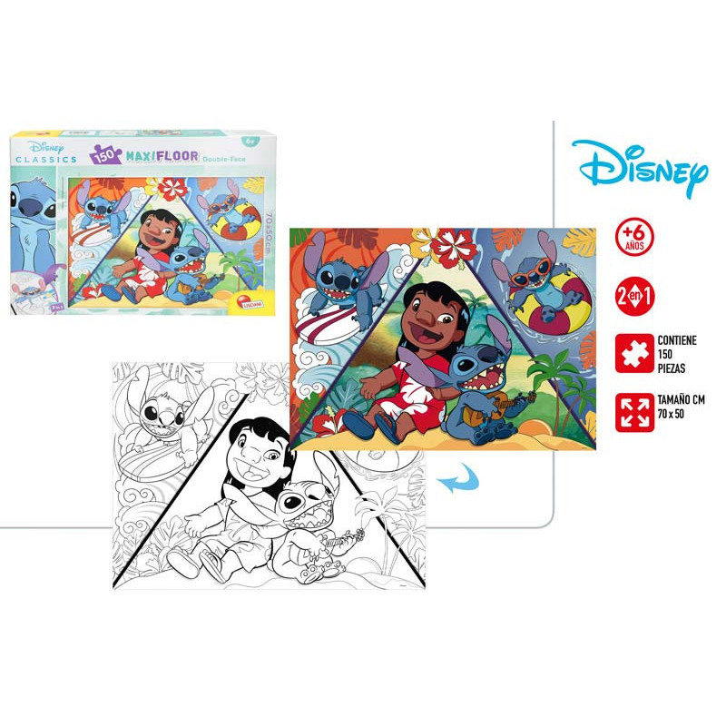 Disney Stitch - Puzzle Maxi Floor 150 pcs Coloreable 70 x 50 cm Lisciani
