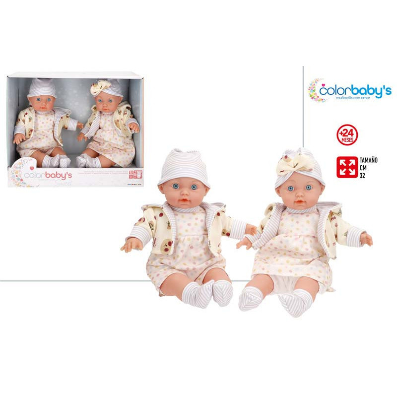 Colorbaby's - Set 2 Muñecas Bebe 32 cm