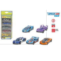 Speed&Go - Set 5 Vehiculos Racing Metal