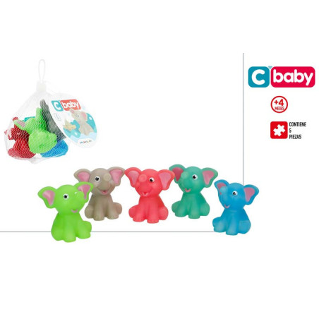 C'Baby - Set 5 Elefantes Baño 5 cm