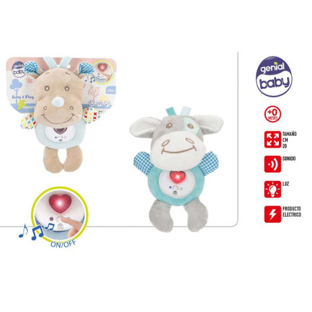 Genial Baby - Sonajero Peluche Animalito Luz&Sonido 20 cm