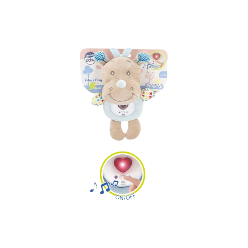 Genial Baby - Sonajero Peluche Animalito Luz&Sonido 20 cm