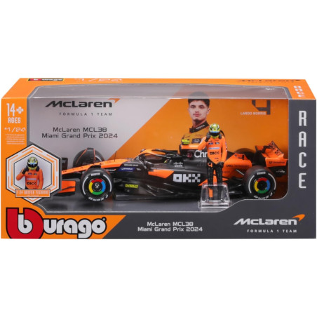 Burago - Coche Mclaren Mcl38 Lando Norris Escala 1:24