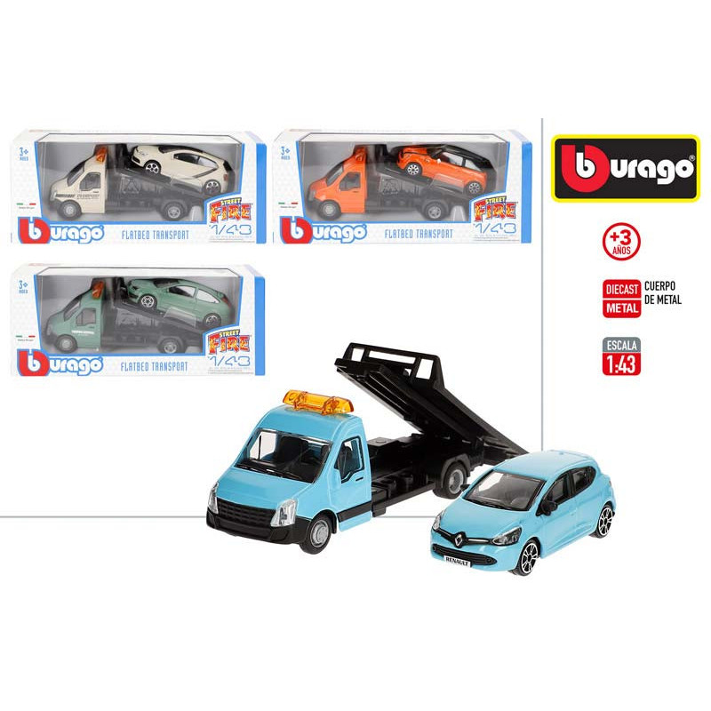 Burago-Camion Grua+Coche Metal Street Fire 1:43