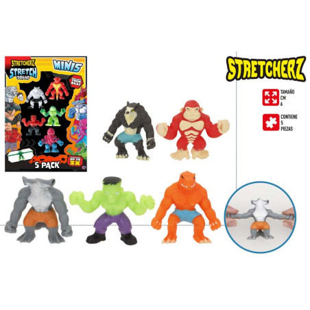 Stretcherz - Set 5 Mini Monstruos Elasticos 6 cm