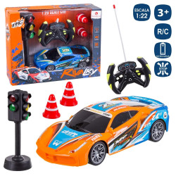Rivalry - Coche R/C 18 cm con Semáforo y Accesorios