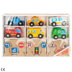 Woomax-  Set 6 Vehículos y Señales de Tráfico Madera